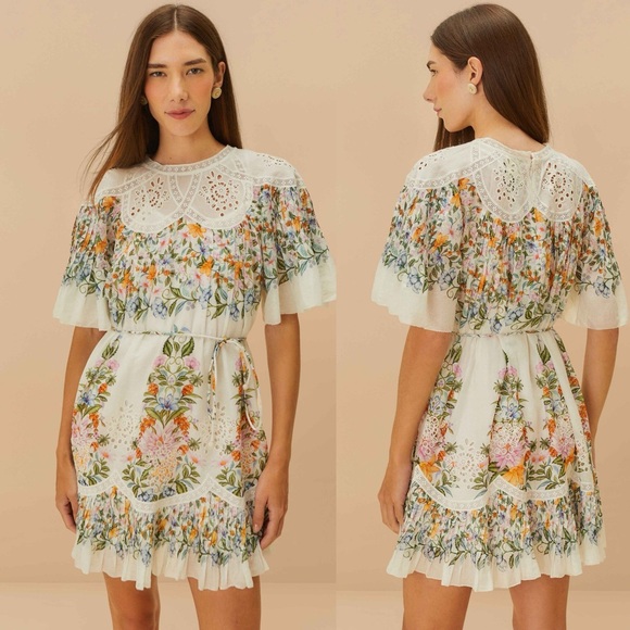 FARM Rio Dresses & Skirts - Farm Rio Sweet Bloom Bouquet Short-Sleeve Mini Dress